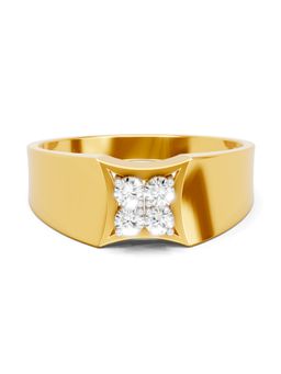 SPARQ - Lab Grown Diamond 0.21CT Round 925 Sterling Silver Gold Plated Ring for Men
