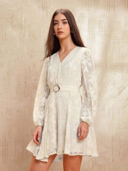 U.S. POLO ASSN. - Abstract Printed Fit and Flare Dress With Belt