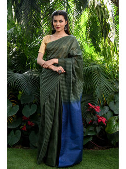 Beatitude - Green Kota Handwoven Banswara Silk Saree with Unstitched Blouse