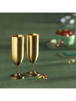 Ellementry - Tallboy Brass Flute Glass (Set of 2)