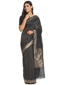 Fabindia - Black Butta Cotton Silk Sari