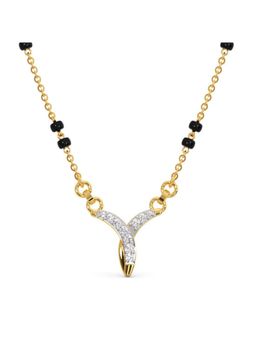Candere by Kalyan Jewellers - 14K Yellow Gold BIS Hallmark Diamond Danu Mangalsutra Pendant with chain for women (1.96)