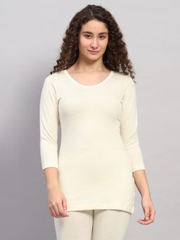 Monte Carlo - Cream Women's Round Neck Three Fourth Sleeve Thermal Top