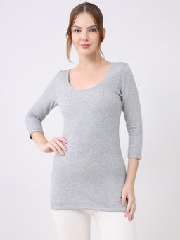 Monte Carlo - Grey Women's Round Neck Three Fourth Sleeve Thermal Top