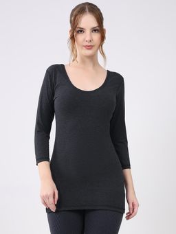 Monte Carlo - Charcoal Women's Round Neck Three Fourth Sleeve Thermal Top