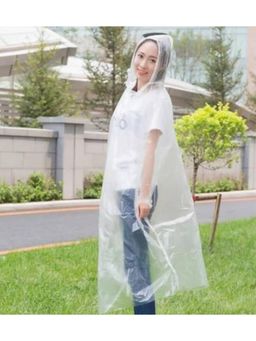 Premsons - Reusable Raincoat Poncho with Hood for Women and Men White