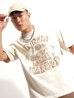 HIGHLANDER - Cream Graphic Print Drop Shoulder Tshirt