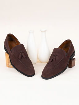 Louis Stitch - Brunette Brown Suede Leather Lightweight Tassel Moccasins