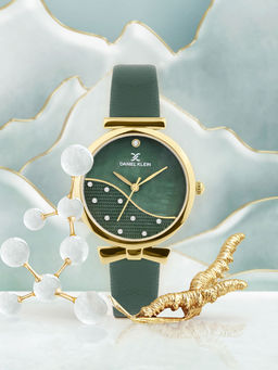 Daniel Klein - Green Minimal Strap with Bow Shape Lug Women Premium Watch - Dk.1.14022-2 (Medium)