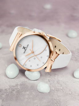 Daniel Klein - White Minimal Strap with Bow Shape Lug Women Premium Watch - Dk.1.14022-5 (Medium)