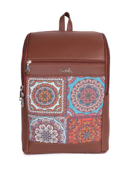 Zouk - Amalia Unisex Vegan Leather Laptop Backpack - Multicolor Mandala Print (L)