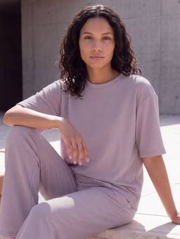 max - Women Purple Textured T-Shirt