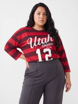 max - Women Red Striped T-Shirt