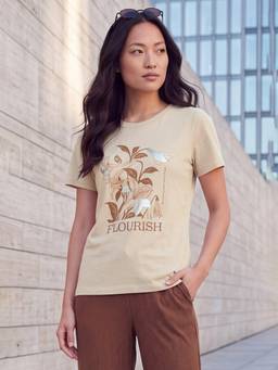 max - Women Beige Printed T-Shirt