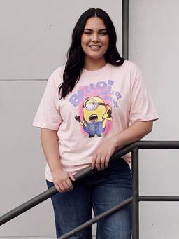max - Women Pink Minion Boxy T-Shirt