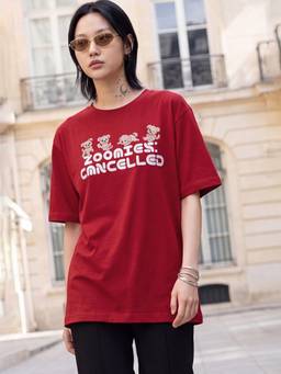 max - Women Red Printed T-Shirt