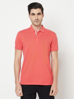 Octave - Men Red Polo Collar T-Shirt