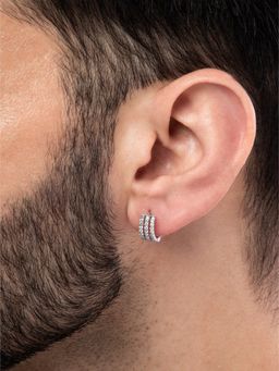 ORIONZ - Three Line Boxed Hoop Earring For Men