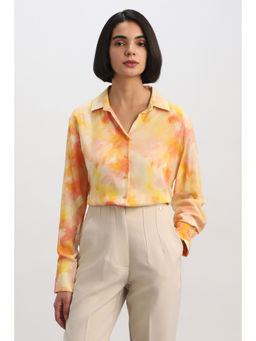 Allen Solly - Multi-Color Rayon Full Sleeves Collar Neck Tie & Dye Shirt