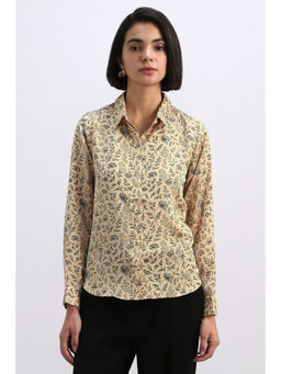 Allen Solly - Beige Polyester Full Sleeves Collar Neck Printed Shirt