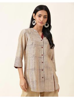 Fabindia - Maroon Cotton Silk Hand Block Printed Tunic