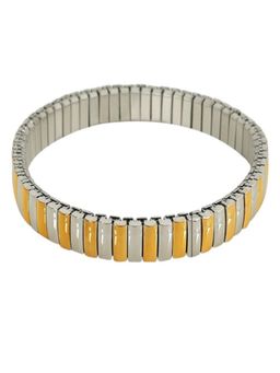 AQUASTREET - Mens Two-Tone Elastic Bracelet 18K Plated Waterproof Anti-Tarnish