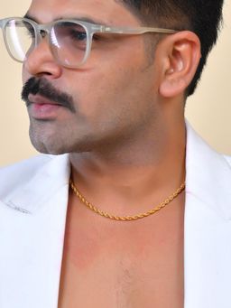 VOJ - Gold Toned Twisted Stainless Steel Chain For Men