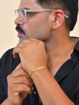 VOJ - Men Stainless Steel Gold-Plated Handcrafted Bracelet