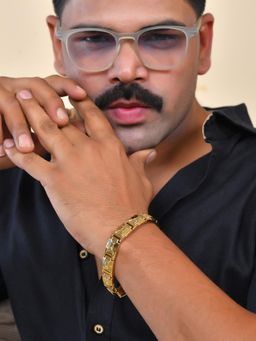 VOJ - Men Gold Plated Designer Stainless Steel Bracelet