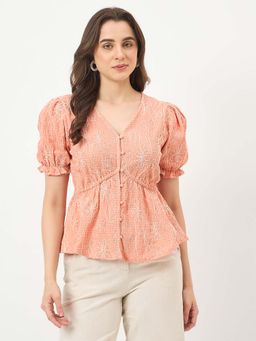 Madame - Coral Embroidered Top