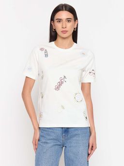 Madame - White Printed T-Shirt