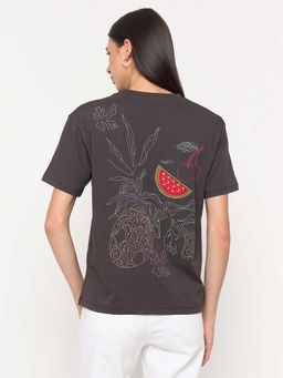 Madame - Grey Embroidered T-Shirt