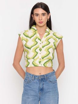 Madame - Green Abstract Top