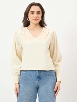 Madame - Off White Embroidered Top