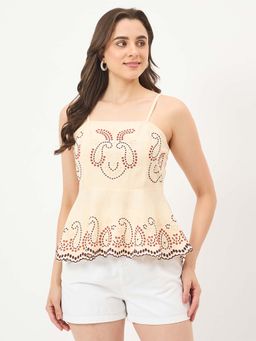 Madame - Beige Embroidered Top