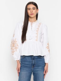 Madame - White Embroidered Top