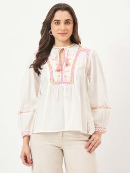 Madame - Off White Embroidered Top