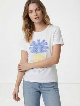 Cover Story - Women Big Ben White Graphic Printed T-shirt