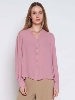 Cover Story - Women Soho Pastel Pink Solid Shirt
