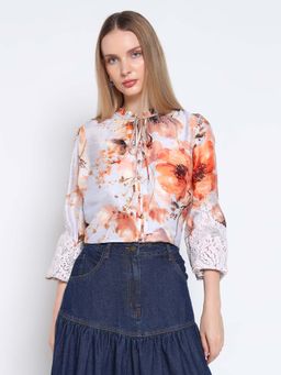 Cover Story - Women London Dreams Blue Floral Printed Top