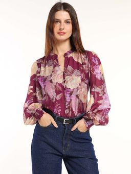 Cover Story - Women Gossamer Wine Dreams Floral Printed Top