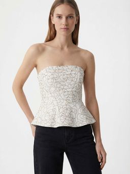 Cover Story - Women Chelsea White Floral Strapless Top