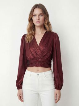 Cover Story - Women Maroon Solid Crop Top