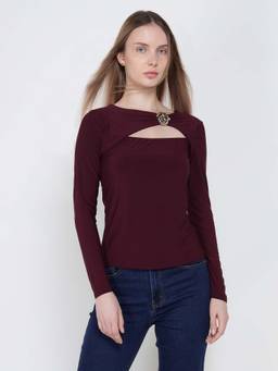 Cover Story - Women Elysian Grace Wine Solid Top