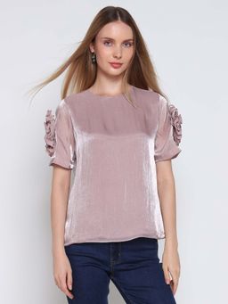 Cover Story - Women Dusky Rose Pink Corsage Top