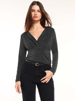 Cover Story - Women Limelight Charcoal Embellished Top
