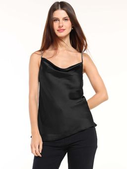 Cover Story - Women Black Satin Slip Top