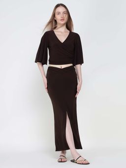 Cover Story - Women Elysian Grace Brown Crop Top