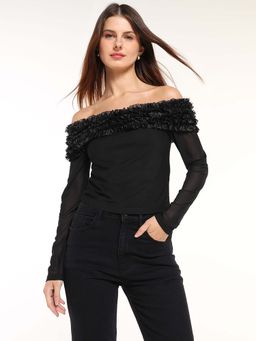 Cover Story - Women Black Bandeau Off Shoulder Top