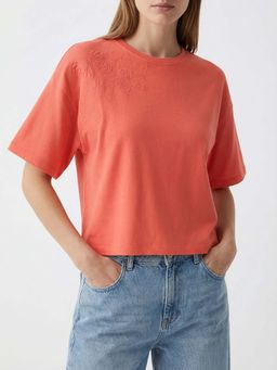Cover Story - Women Oxford Orange Floral T-shirt